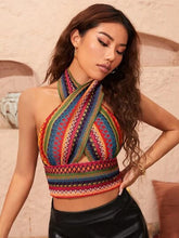 Load image into Gallery viewer, Woman wearing multicolor crisscross halter