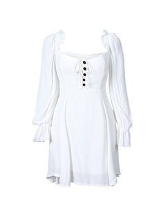 White off-shoulder short  flowy dress