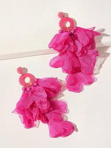 Pink petal drop earrings