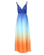 Load image into Gallery viewer, Long colorful flowy dress with spaghetti straps