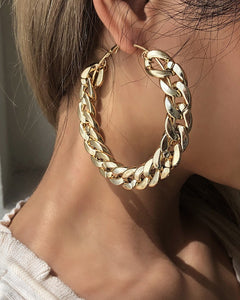 Gold chain hoop earrings