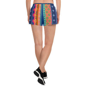 Multicolor and multi-design drawstring shorts that says Goddess Healer Queen Powerful Adventurous Brave Free Beautiful around waist