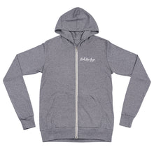 Load image into Gallery viewer, Gray color zip hoodie that says Boh.Hip.Gyp in white 