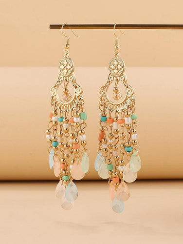 Gold multicolor chandelier earrings