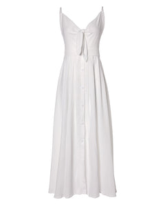 Long white spaghetti strap flowy dress