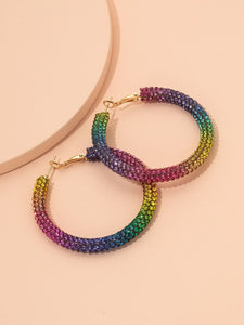 Multicolor rhinestone hoop earrings
