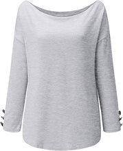 Load image into Gallery viewer, Gray off shoulder long sleeve blouse