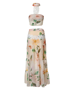 Floral halter top and long skirt
