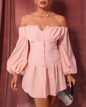 Load image into Gallery viewer, Woman wearing pink off-shoulder short dress