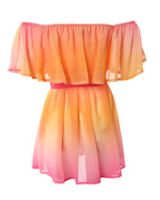 Load image into Gallery viewer, Off-shoulder pink and yellow ombre short dress