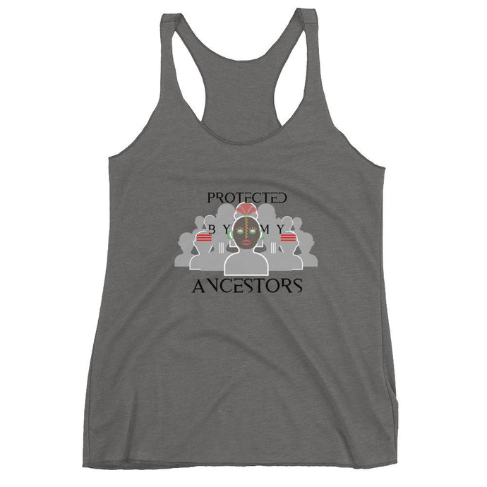 Heather Grey tank top that says Protected By My Ancestors