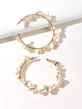 Load image into Gallery viewer, Stone and crystal hoop earrings