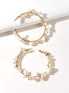 Stone and crystal hoop earrings