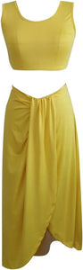 Yellow crop top and long skirt