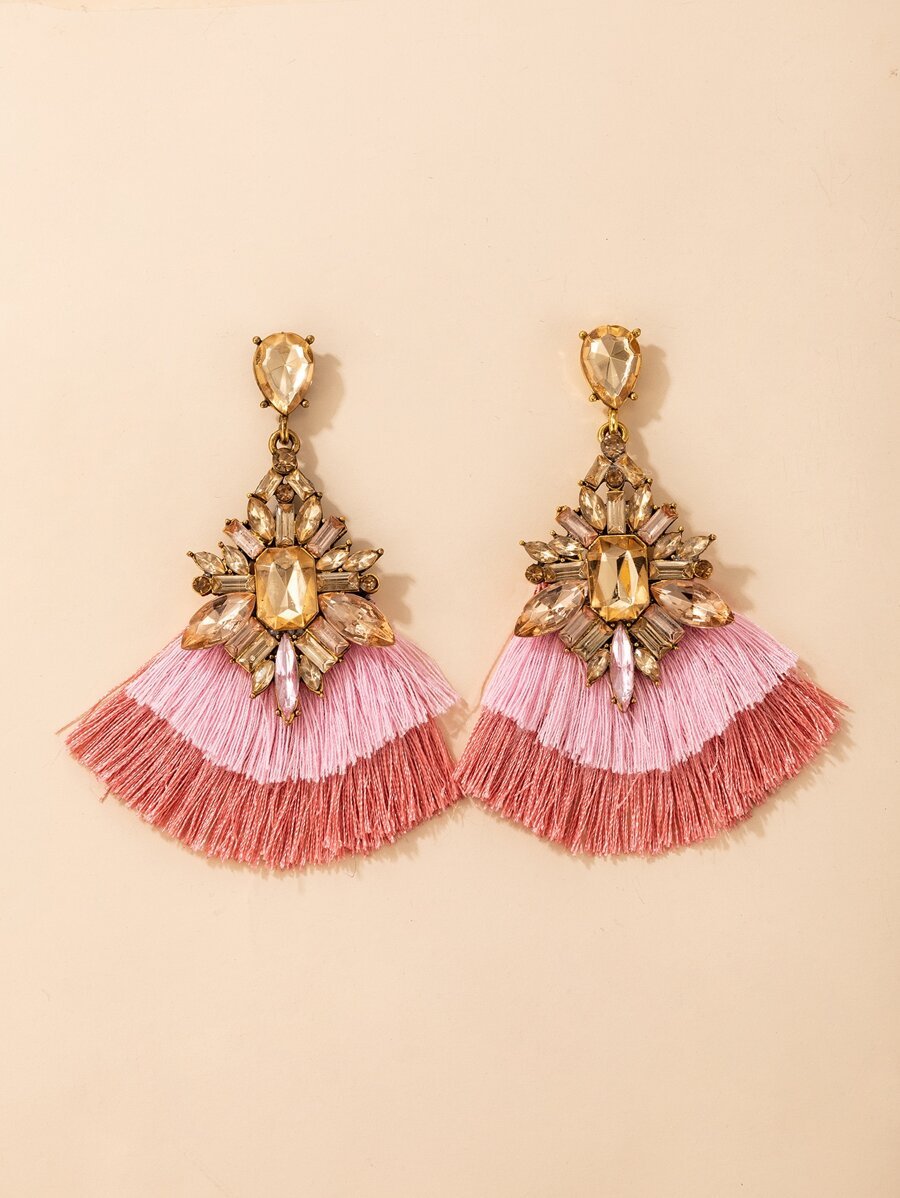 Pink tassel drop earrings